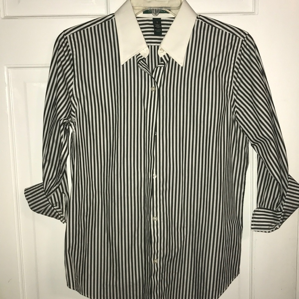 Ralph Lauren green/white stripes w/ white collar